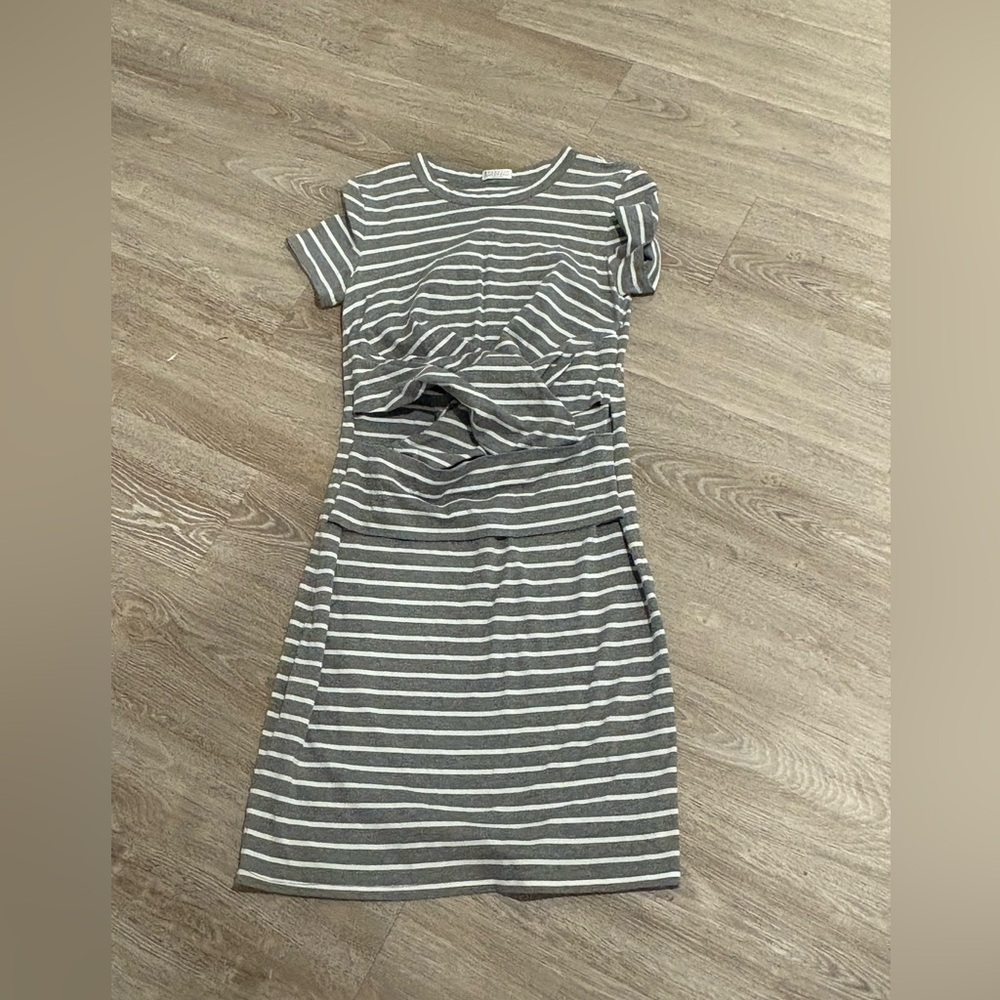 Brunello Cucinelli Gray Striped Dress Size Medium